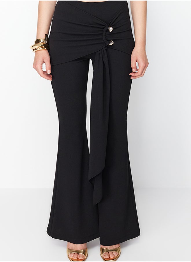 trendyol - X Zeynep Tosun Black Knitted Trousers with Accessory Detail TCLSS24PL00001 - Image 1