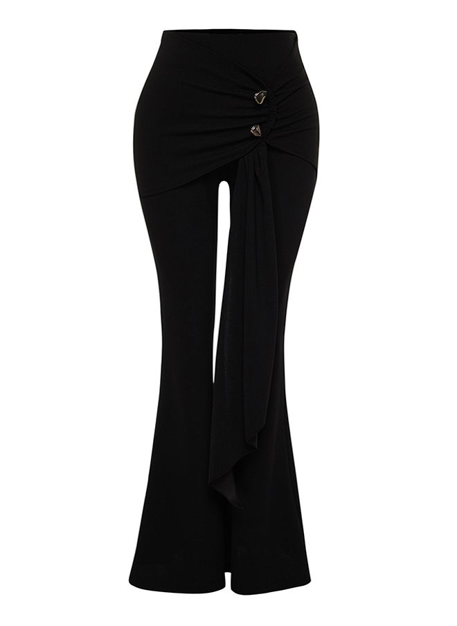 trendyol - X Zeynep Tosun Black Knitted Trousers with Accessory Detail TCLSS24PL00001 - Image 1