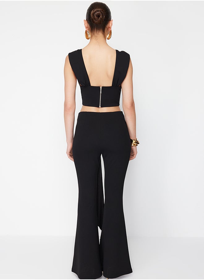 trendyol - X Zeynep Tosun Black Knitted Trousers with Accessory Detail TCLSS24PL00001 - Image 1