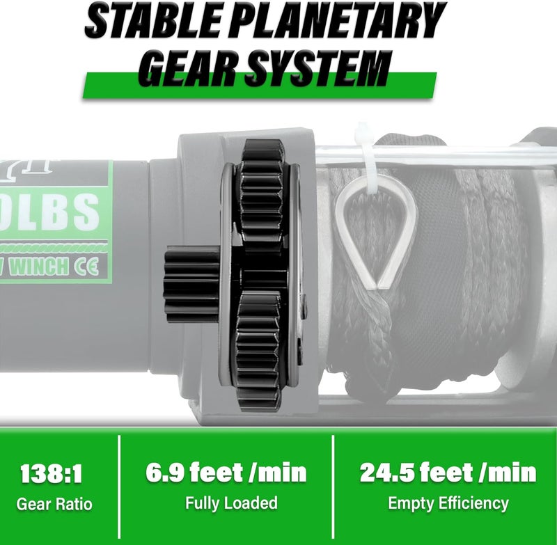 TYT 3000 lb ATV Winch with Wireless Remote and Wired Switch - Image 3