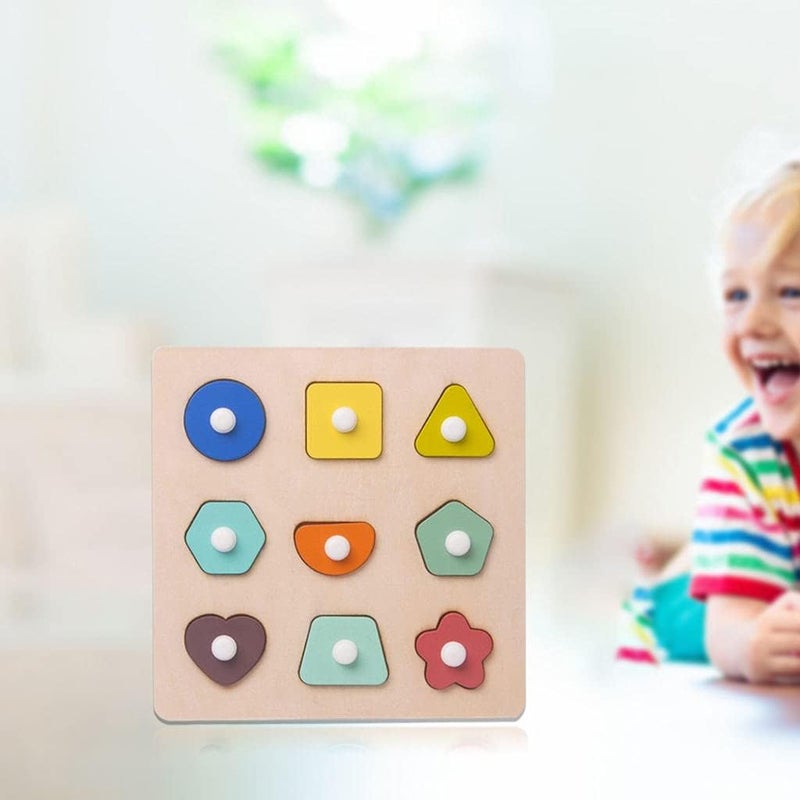 klarako Toddlers Wooden Peg Puzzles Jigsaw Board Kids Knob Puzzles Early Educational Learning Toy  Shape - Image 5