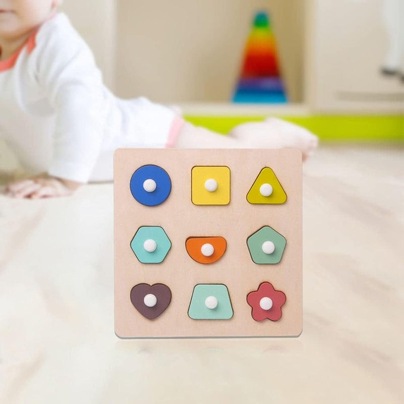 klarako Toddlers Wooden Peg Puzzles Jigsaw Board Kids Knob Puzzles Early Educational Learning Toy  Shape - Image 2