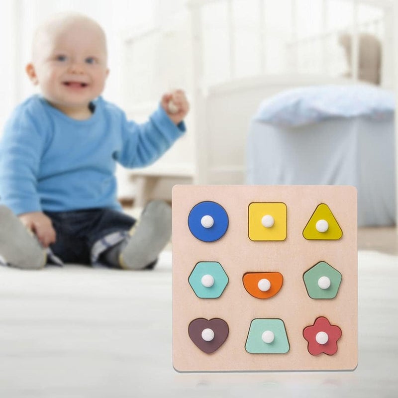 klarako Toddlers Wooden Peg Puzzles Jigsaw Board Kids Knob Puzzles Early Educational Learning Toy  Shape - Image 4