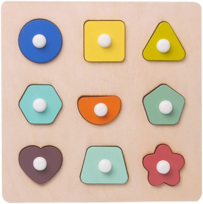 klarako Toddlers Wooden Peg Puzzles Jigsaw Board Kids Knob Puzzles Early Educational Learning Toy  Shape - Image 1