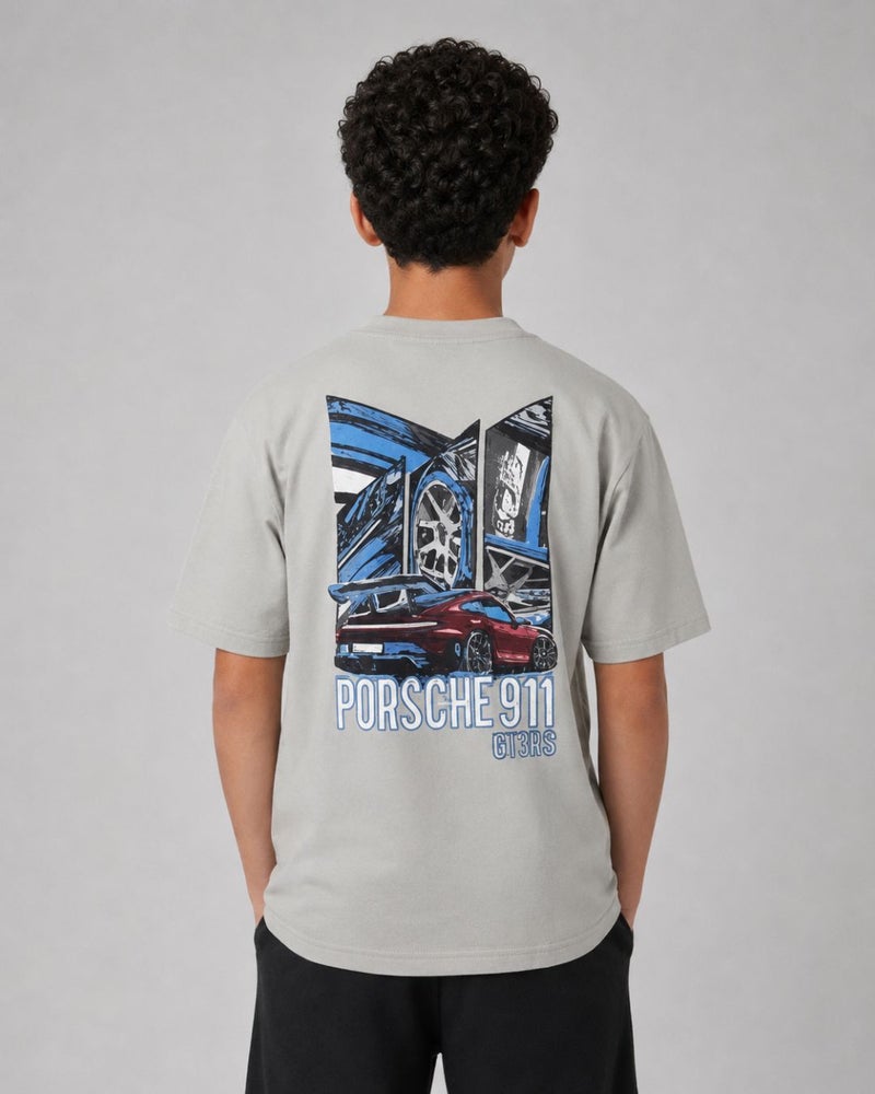 Grey Graphic Cotton T Shirt for Boys Back Print Casual Short Sleeve Summer Tee - Image 2