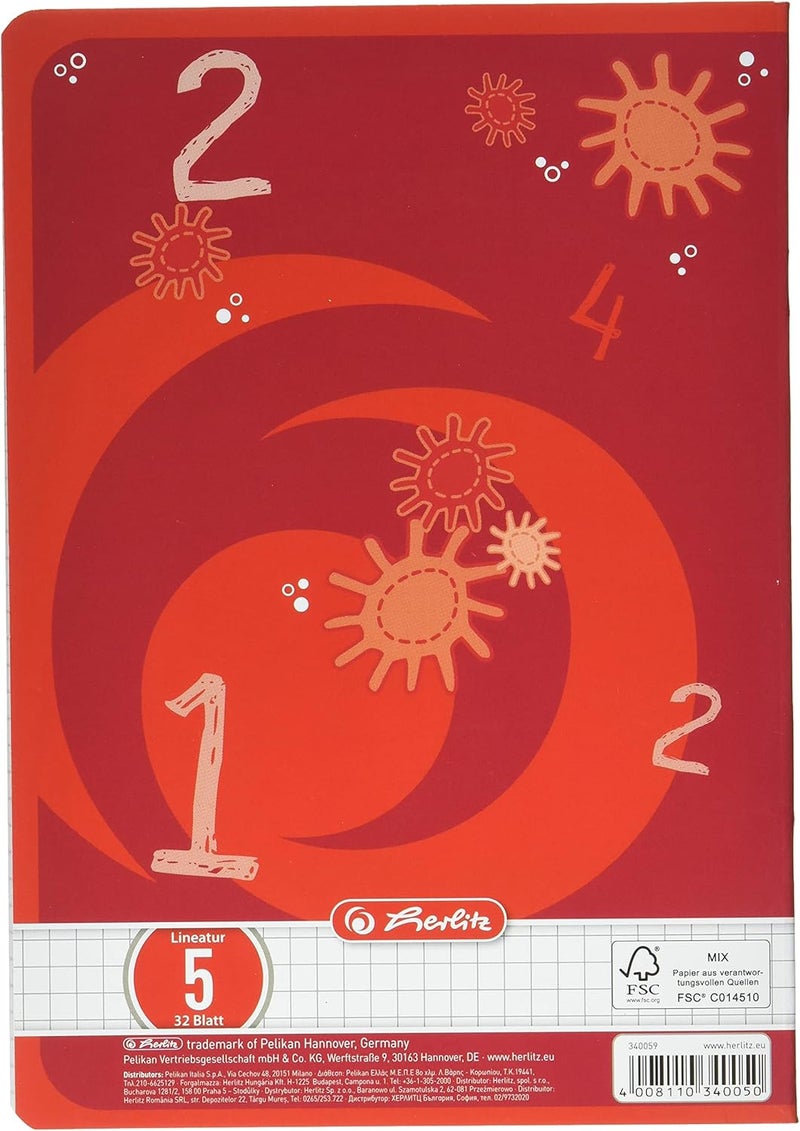 Herlitz A5 Line Style 05 (Squared Wood Paper 80 g/m²; Crystal Heart Measures 5 x 5 mm Pack of 32 Sheets White - Image 2