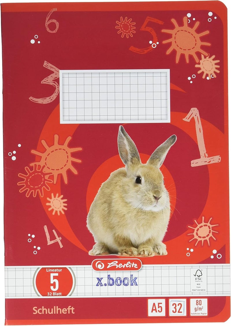 Herlitz A5 Line Style 05 (Squared Wood Paper 80 g/m²; Crystal Heart Measures 5 x 5 mm Pack of 32 Sheets White - Image 1