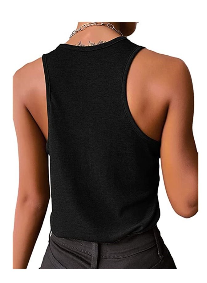 Loquat Fashion Simple Solid Color Thread Button Vest - Image 2