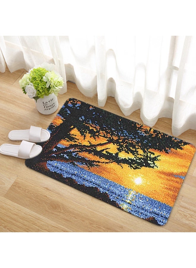Embroidered rectangular mat, knitted door mat, carpet embroidery, entry door mat, hand embroidery DIY