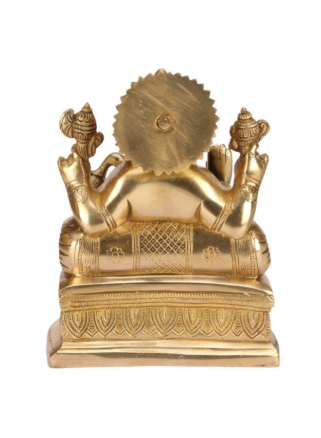 SVARUP Brass Ganesha Idol for Home Decoration Ganpati Statue Murti for Gift Height 7.5 Inch Weight 2.9 Kg Color Gold - Image 4