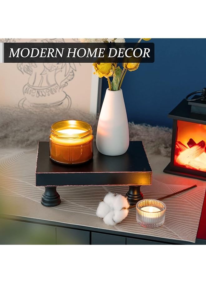 erorex Modern Pedestal Stand For Kitchen Decor Decorative Wood Riser For Display And Farmhouse Soap Dispenser Tray And Sponge Holder Retro Countertop Organizer For Counter And Sink Black  - Image 4