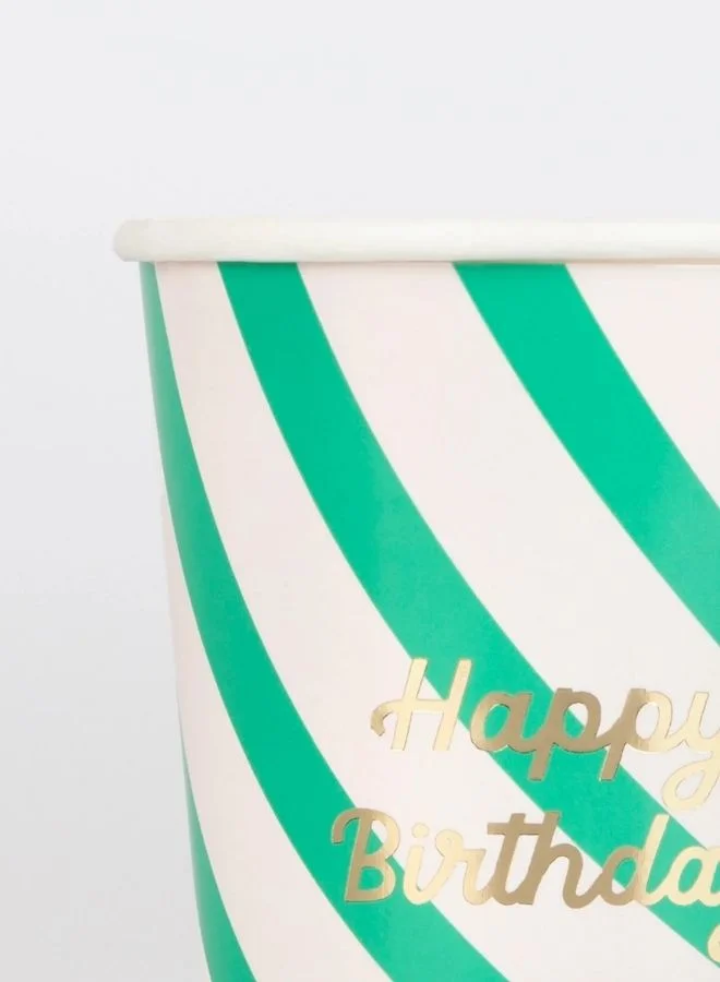 Meri Meri Stripe Happy Birthday Cups