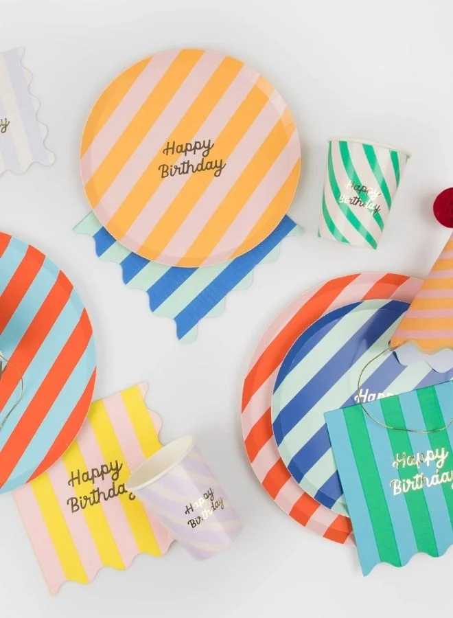 Meri Meri Stripe Happy Birthday Cups