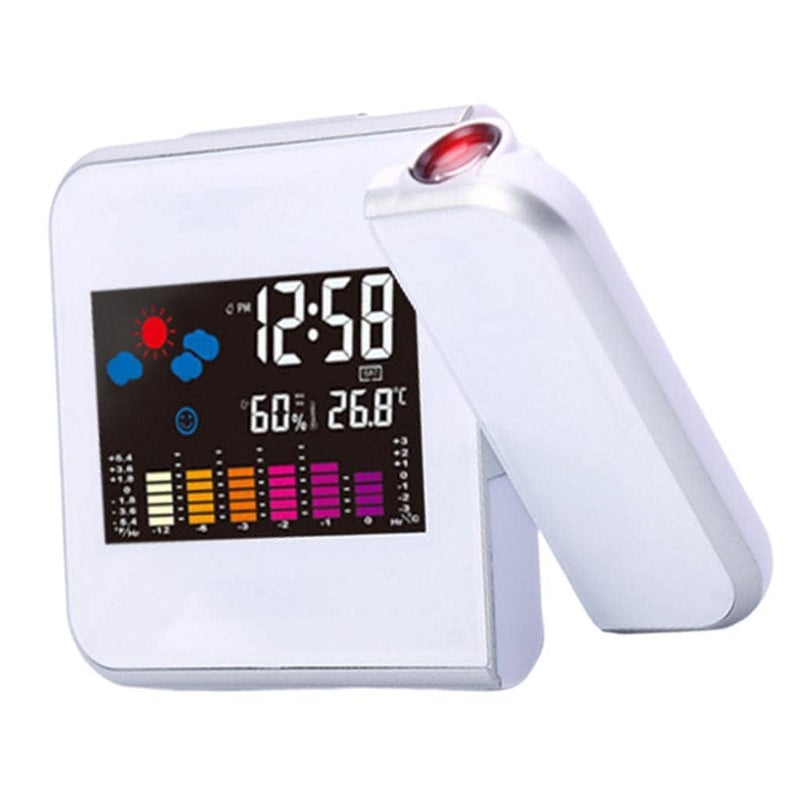 Swabs swabs Weather Station Colourful Projection Alarm Clock Snooze Functions Hygrometer Tempmeter Wall Projecting Digital Clocks with Back Light LCD Display  - Image 1