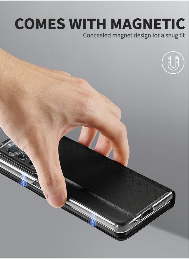 GROIC Leather Case for Honor Magic VS, Flip Phone Case with Magnetic Kickstand Shockproof Protection Phone Cover,Card Inserted Phone Case for Honor Magic VS 7.9 Inch  - Image 3