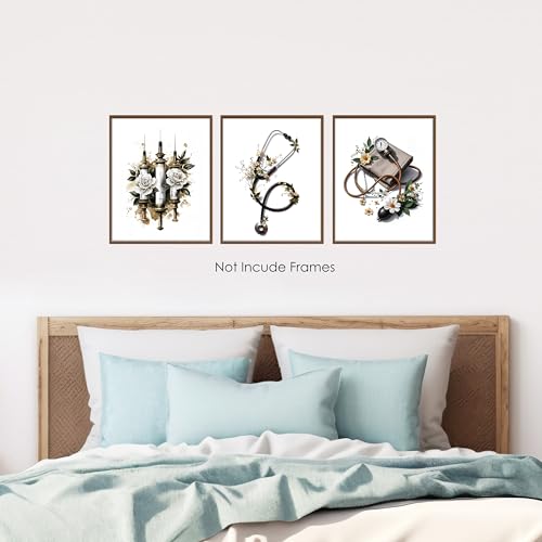 BESERH Nurse Doctor Medical Wall Decor, Nursing Office Wall Art Prints, Vintage Floral Medical Supplies Posters for Nurse Doctor Office Hospital School, 8x10 Inches Set of 3 Unframed - Image 5
