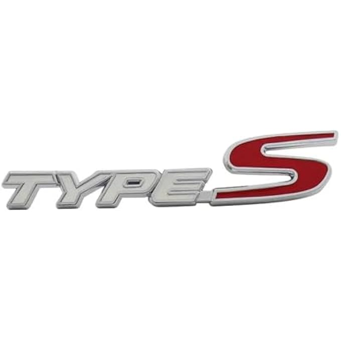 rayihni 3D Metal TypeS Car Letter Fender Emblem Side Rear Tail Trunk Decals Emblem Badge Logo Sticker Decal Styling Auto Accessories Compatible With Honda Type S Civic XrV HrV Accord Silver  Red - Image 1