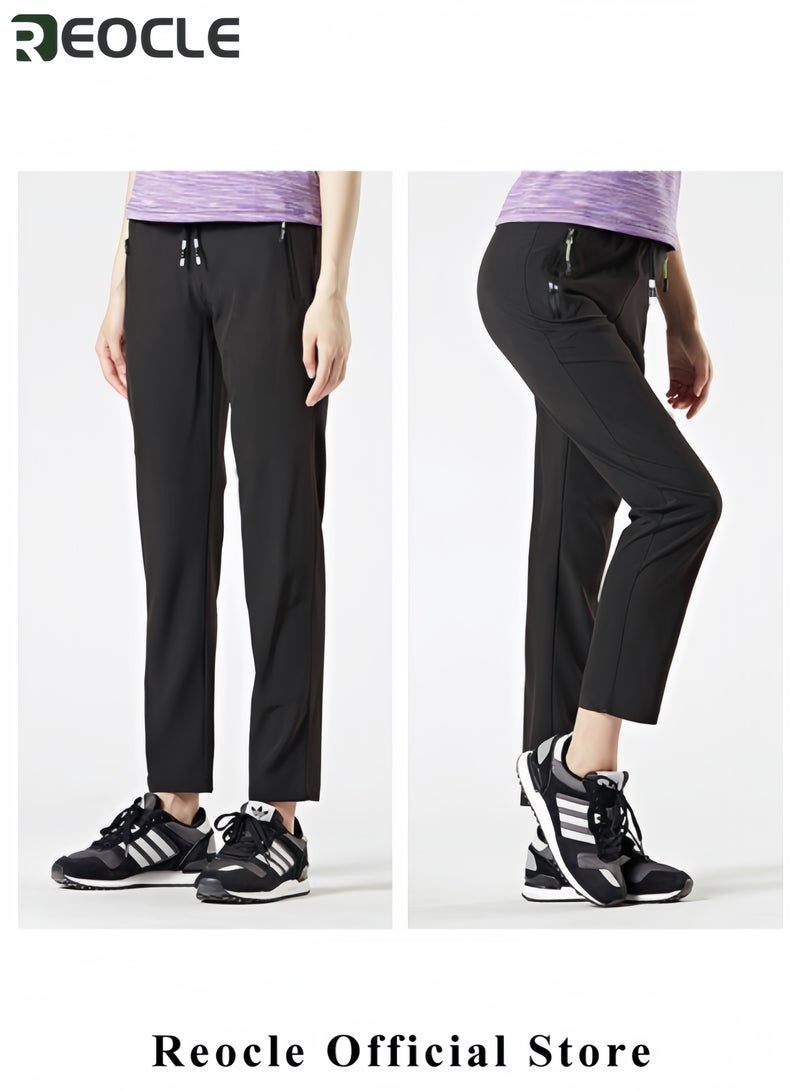 REOCLE Men's Lightweight Hiking Pants Quick Dry Running Pants with Zipper Pockets Open Bottom Sweatpants for Workout & Travel & Running - Image 5