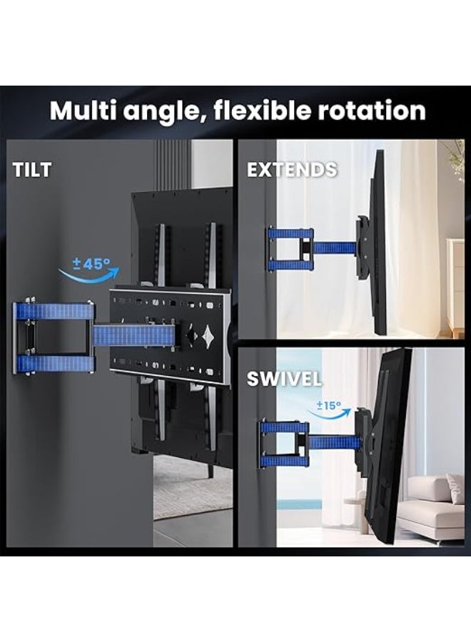 حامل تلفزيون جداري عالمي - قوي جداً (حتى 60 كجم) | يناسب شاشات 41-104 بوصة | دوران 120 درجة وتعديل متعدد الزوايا | يأتي مع ميزان تسوية - Image 2