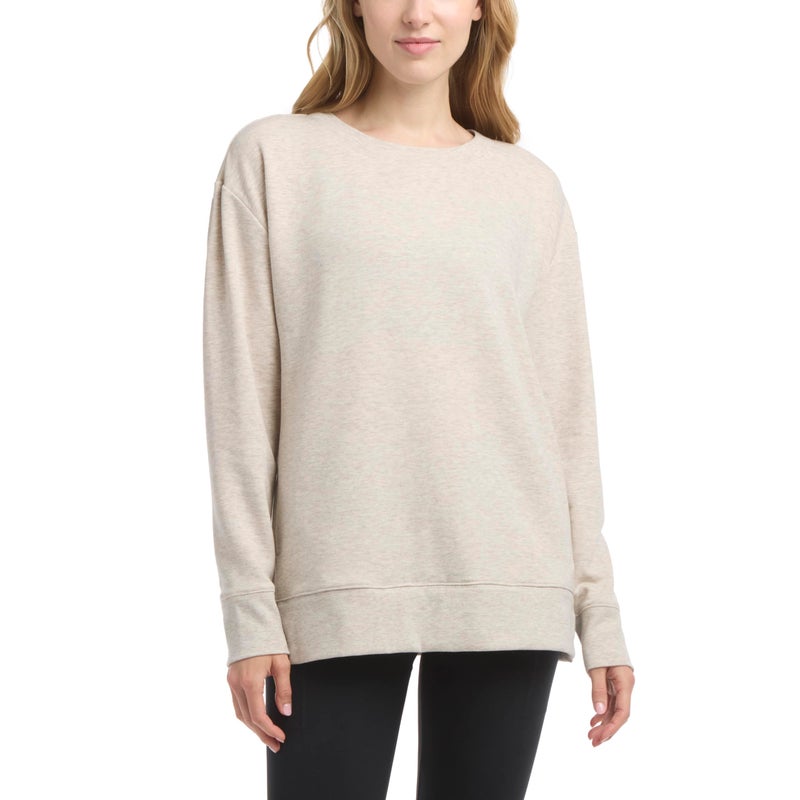 Danskin Women's Active Split Hem Tunic Pullover, Oatmeal Heather, Large - Image 1
