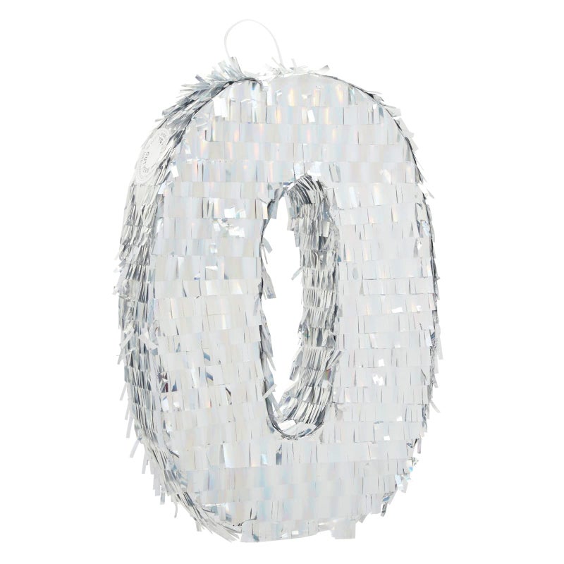 BLUE PANDA Number 0 Pinata 157 x 9 x 3 In Silver Birthday Pinata for Party Decoration Kids - Image 3