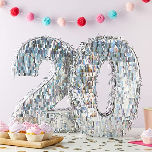 BLUE PANDA Number 0 Pinata 157 x 9 x 3 In Silver Birthday Pinata for Party Decoration Kids - Image 5