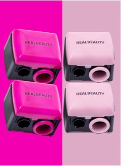 REAL BEAUTY 4 Pieces Real Beauty Sharpener For Girls New Shape Dual Use Can Be Used For Highlights And Limiters  - Image 1