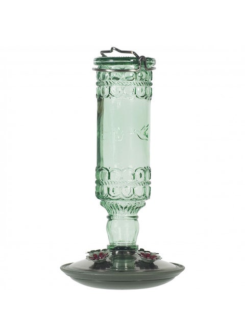 Perky-Pet 8108-1SR Antique Glass Bottle Hummingbird Feeder - Outdoor Garden Décor - 10 Oz