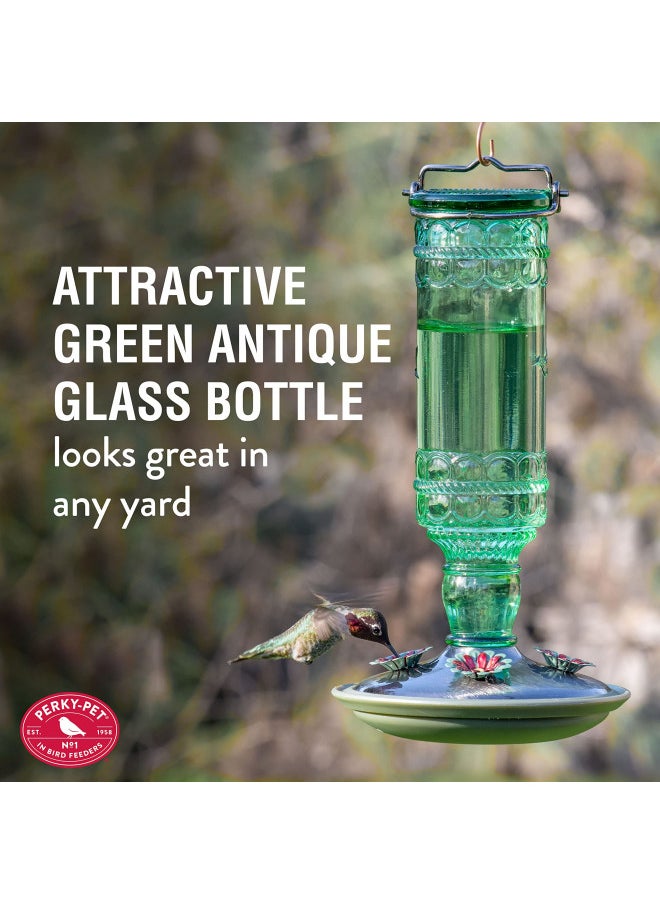 Perky-Pet 8108-1SR Antique Glass Bottle Hummingbird Feeder - Outdoor Garden Décor - 10 Oz