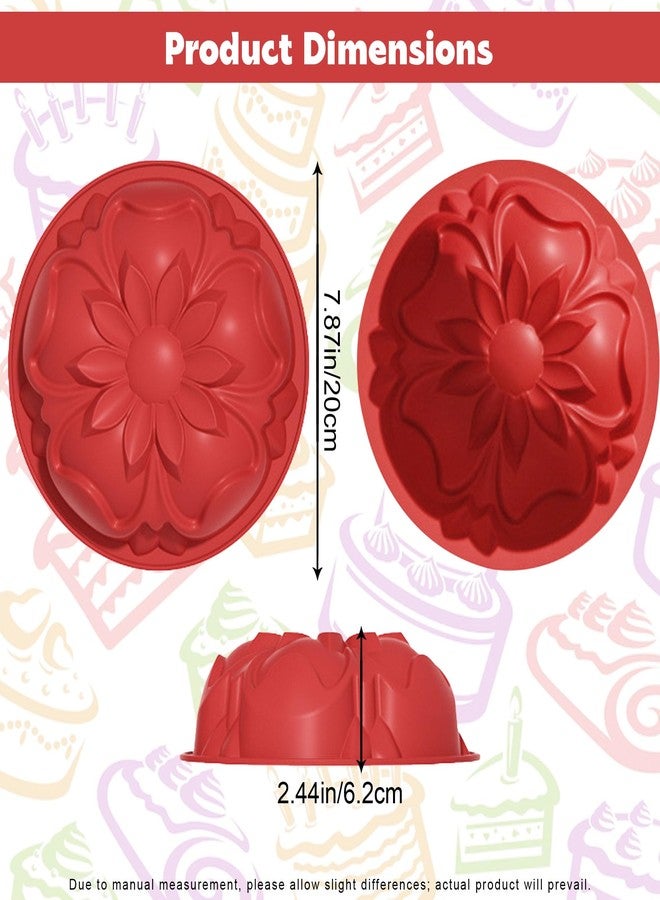Ysqool Silicone Flower Shaped Cake Mold, 8 Inch Large Round Cake Pan Nonstick Floral Silicone Molds for Baking Cake, Breads, Pies, Tarts, Jello Mold for DIY, Birthday, Anniversary, Party, Red (Curled Flower) - Image 2
