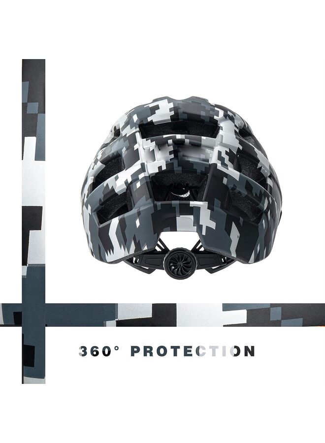 خوذة دراجة للأطفال، خوذة دراجة للأولاد والبنات للأطفال من 8 إلى 14 عامًا، خوذة دراجة للشباب مع واقي للوجه، آمنة وأنيقة، نطاق قابل للتعديل من 52 إلى 58 سم (اللون: أسود وأبيض) - Image 5