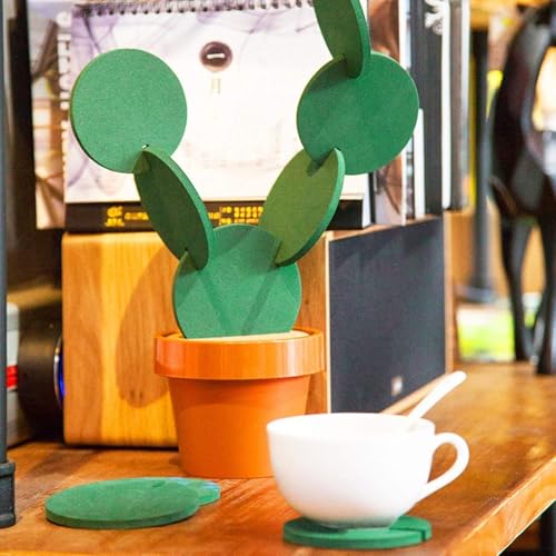 Sirensky Coasters DIY Cactus Coaster Set of 6 Pieces with Flowerpot Holder for Drinks Novelty Gift for Home Office Bar Decor and Improvement, Sirensky Brand - Image 4