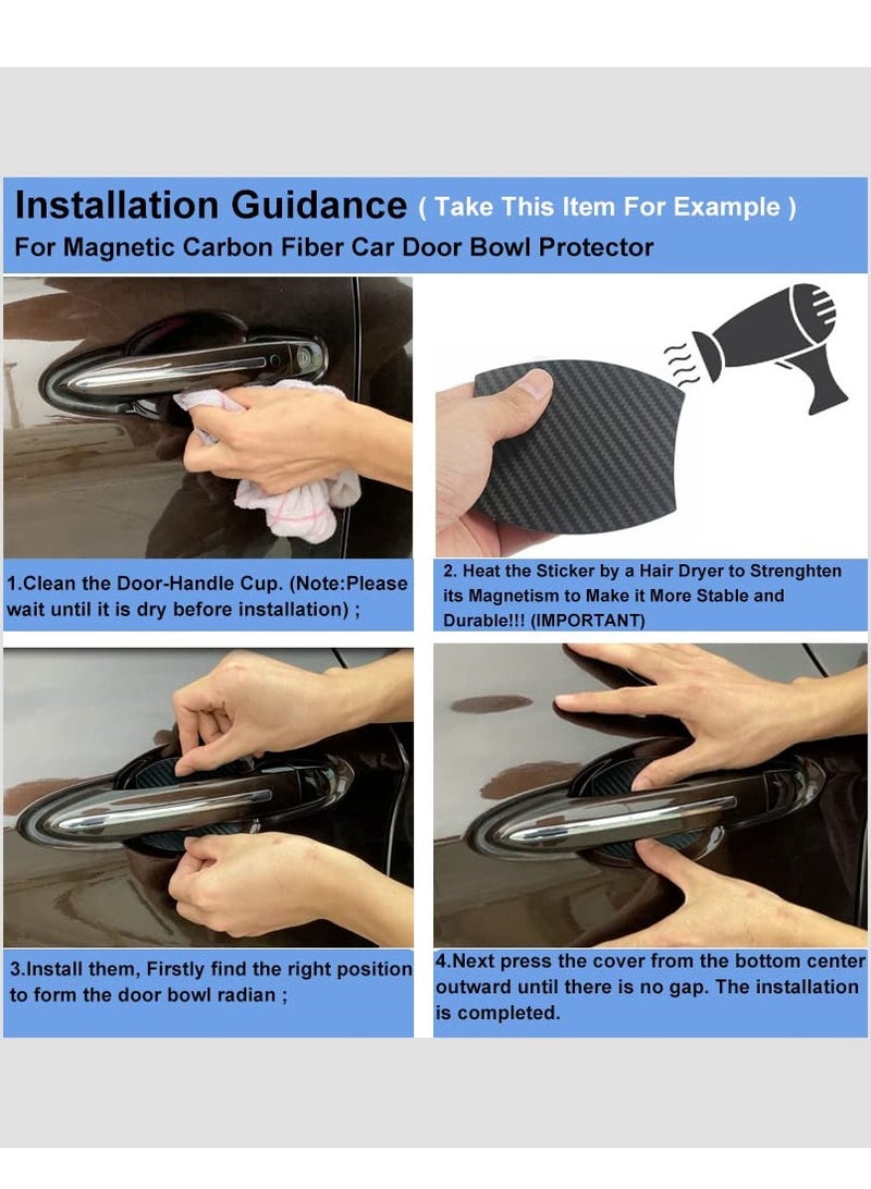 Magnetic Carbon Fiber Door Handle Cup Protection Stickers - Universal Anti-Scratch TPU Covers for Cars, SUVs, and Trucks (Set of 4) - Durable Door Bowl Protectors. - Image 4