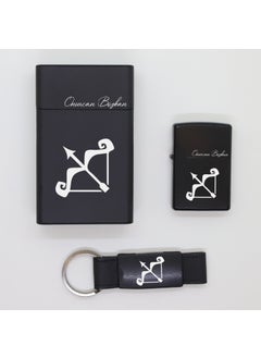 Ada Lazer Personalized Sagittarius Metal Cigarette Box, Zippo Lighter and Keychain Set  - Image 1