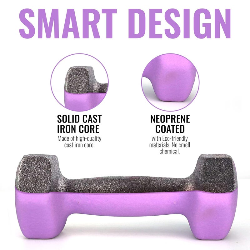SLOVIC Dumbbell Set [2 Kg Each] | Neoprene Dumbbells Set for Home Gym | Gym Dumbbells Set for Home Workout | Gym Equipment for Home Workout | Anti-Skied Iron Dumbell | Dumbbells for Women [Purple] - Image 2
