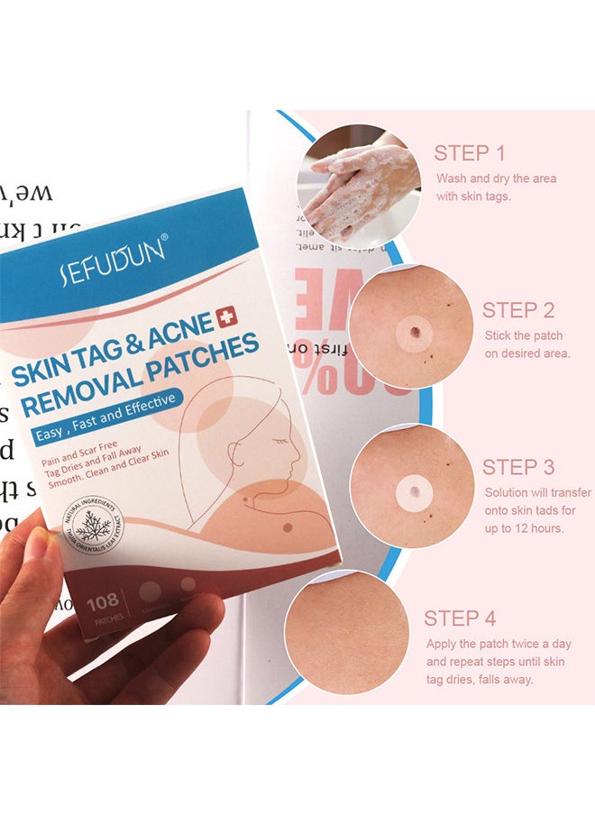 Sefudun - Skin Tag And Acne Removal Patches, Natural Ingredients, Painless Easy To Use Effective Fast Transparent And Ultra-Thin Design Patches For Face And Body 108 Pieces - Image 1