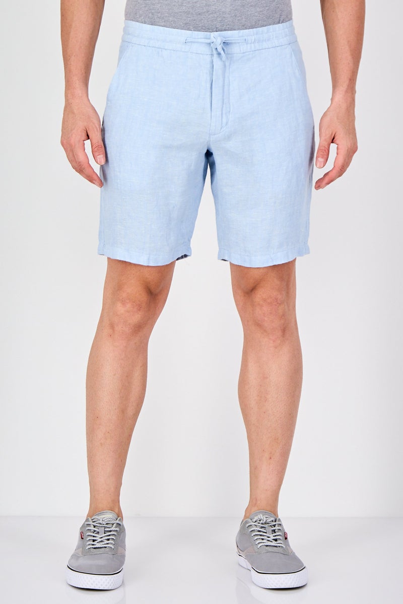 Celio Men Solid Basic Shorts, Light Blue - Image 1