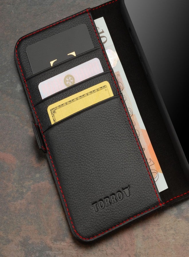 TORRO Case Compatible with iPhone 15 Pro Max - Genuine Leather Case with Stand Function and Card Slots (Compatible with Official MagSafe Chargers) - Tan - Image 4