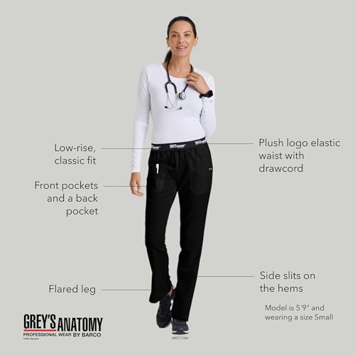 BARCO Grey’s Anatomy Classic Aubrey Scrub Pant for Women – Black, 3-Pocket Bottoms with Natural Stretch, Soil Release Fabric, and Super Soft Finish – Small, Regular Fit - Image 4