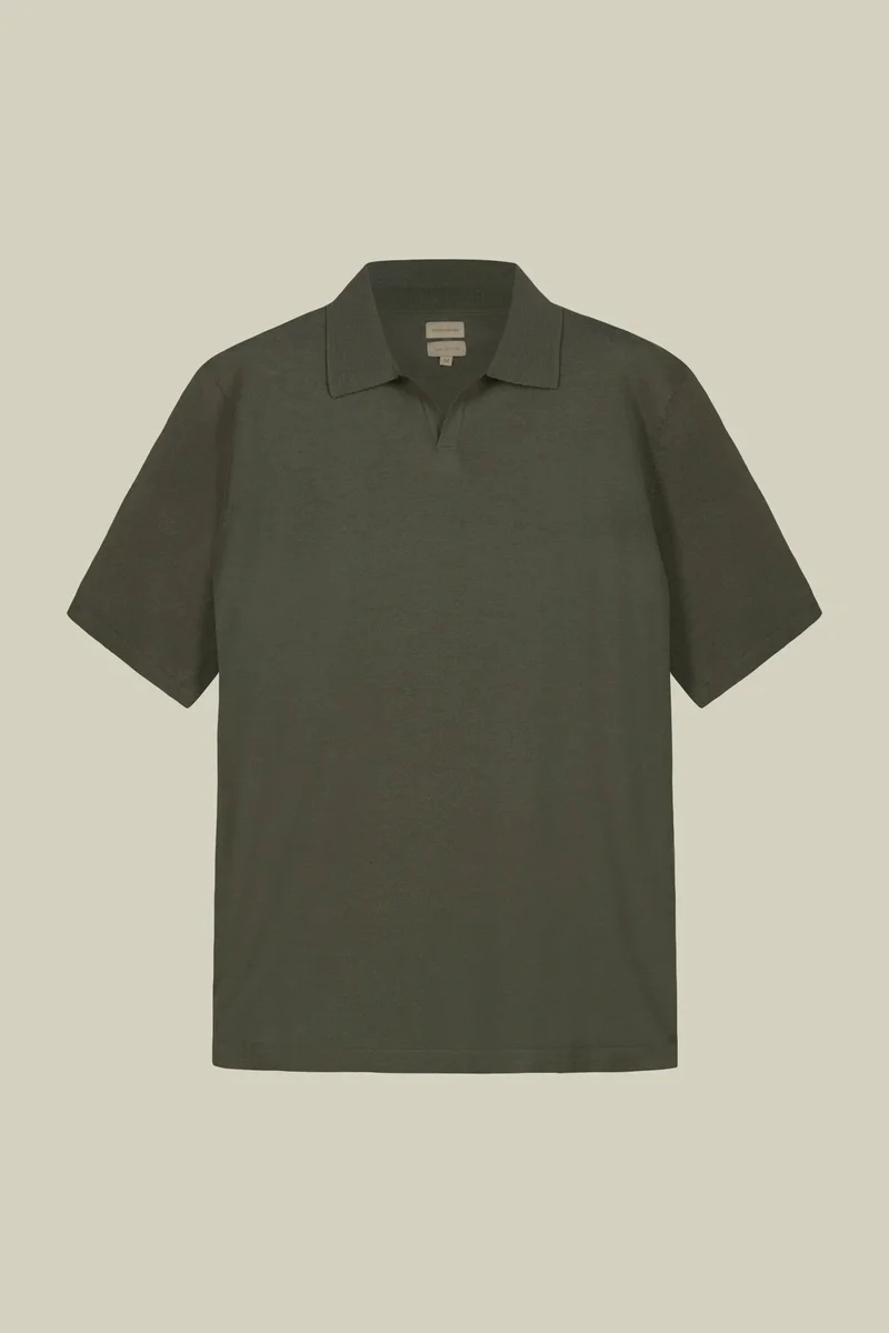 Doppelganger Green Men's 100% cotton knit polo shirt with Derby collar - Sage Green for Men | Best Price UAE