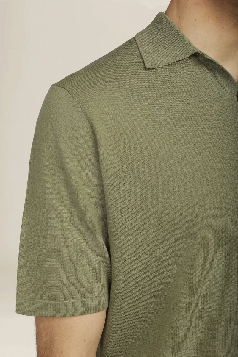 Doppelganger Green Men's 100% cotton knit polo shirt with Derby collar - Sage Green for Men | Best Price UAE