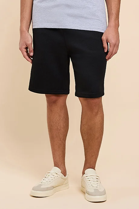 R&B Textured Shorts with Drawstring Waist