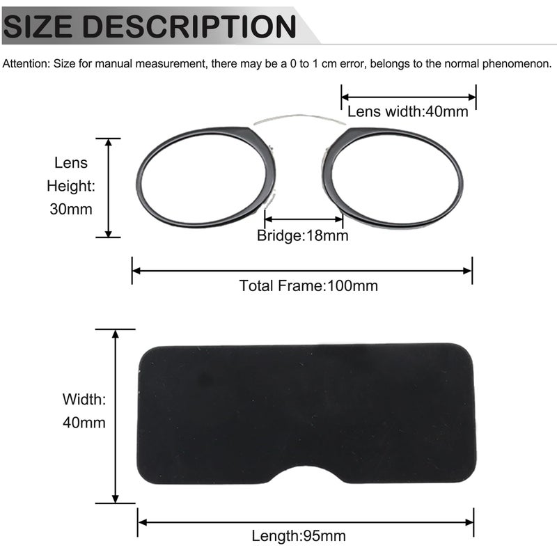 Covesato Mini Armless Reading Glasses For Men Women Slim Thin Clip On Nose Readers With Small Portable Case(3 Pairs 1.00) - Image 3
