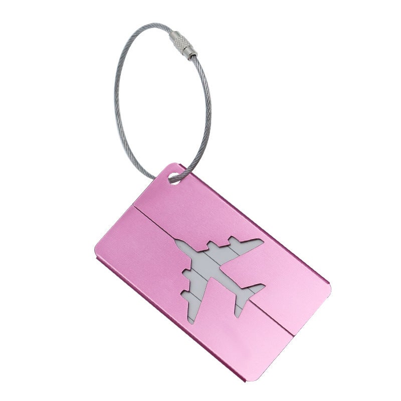 Aluminum Alloy Luggage Tag Metal Box Bag Airline Check-in Hanging Card Hanging Tag Pink Blue Black Green Red Purple Coffee Gold Pink 