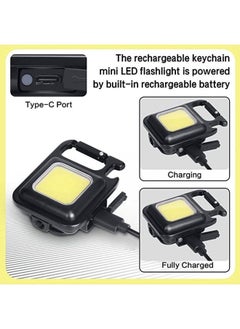 llwoo COB Small Flashlights Mini LED Light 800 Lumens Bright Mini Flashlight Rechargeable 4 Light Modes Portable Pocket Flashlight with Folding Bracket Magnet Base Bottle Opener for Camping Walking  - Image 2