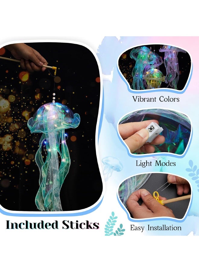 3 PCS Jellyfish Lamp, Colorful Jelly Fish Light Hanging Jellyfish Decorations LED Lantern for Birthday, Under Sea Party Decorations, Wedding Decor & Birthday Gifts (Green, Yellow, Purple) - Image 3