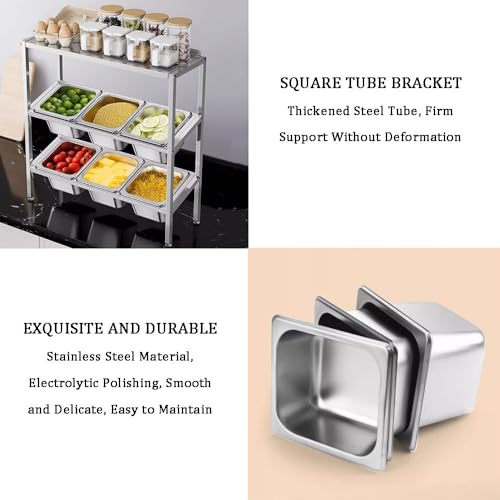 Delavala Spice Rack Organizer, Countertop Spice Seasoning Rack Tower, Stainless Steel Large Capacity Seasoning Box, Commercial, for Kitchen Cabinet, Seasoning Dried Herbs Storage - Image 3