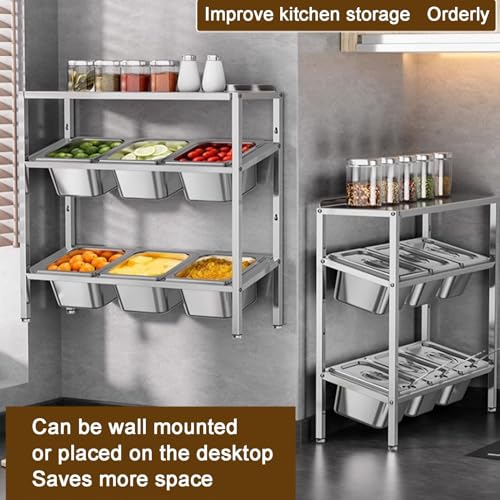 Delavala Spice Rack Organizer, Countertop Spice Seasoning Rack Tower, Stainless Steel Large Capacity Seasoning Box, Commercial, for Kitchen Cabinet, Seasoning Dried Herbs Storage - Image 2