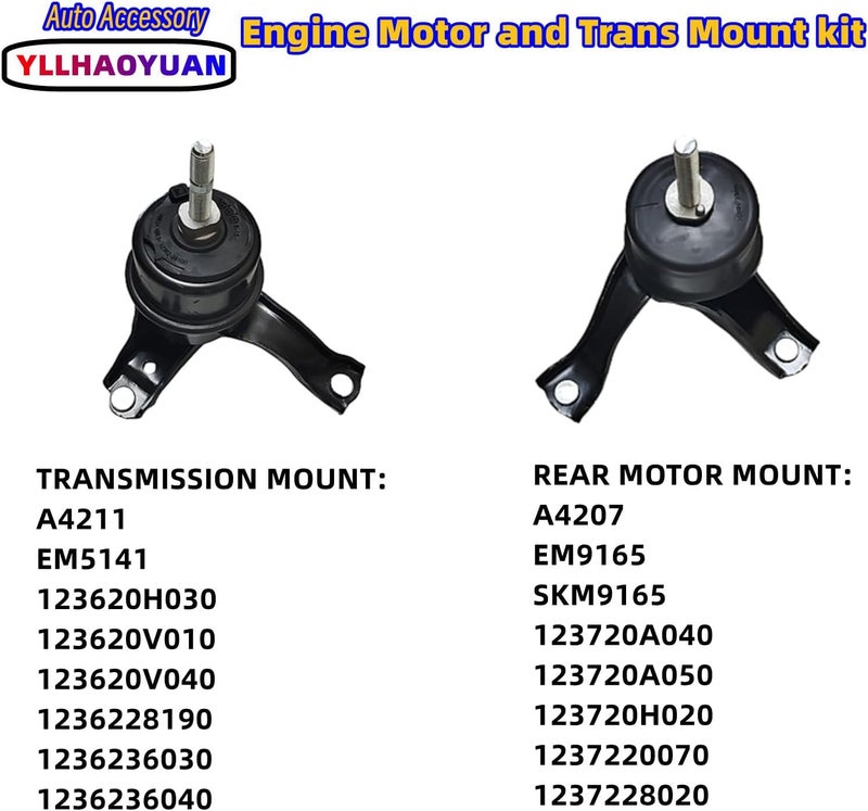 Yllhaoyuan مجموعة تثبيت محرك Yllhaoyuan - 4 قطع لسيارة تويوتا كامري 2.4L من 2007 إلى 2011 - Image 4