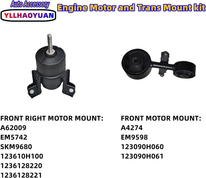 Yllhaoyuan مجموعة تثبيت محرك Yllhaoyuan - 4 قطع لسيارة تويوتا كامري 2.4L من 2007 إلى 2011 - Image 5